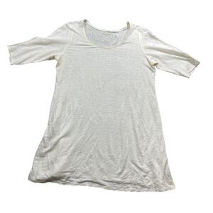 Eileen Fisher XS White Round Neck 100% Linen‎ Tunic / Dress Short Sleeve